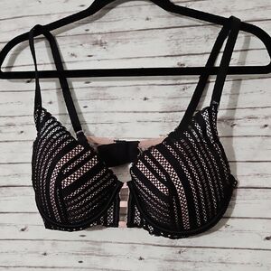 Victoria's Secret Black and Pink Lace Bra